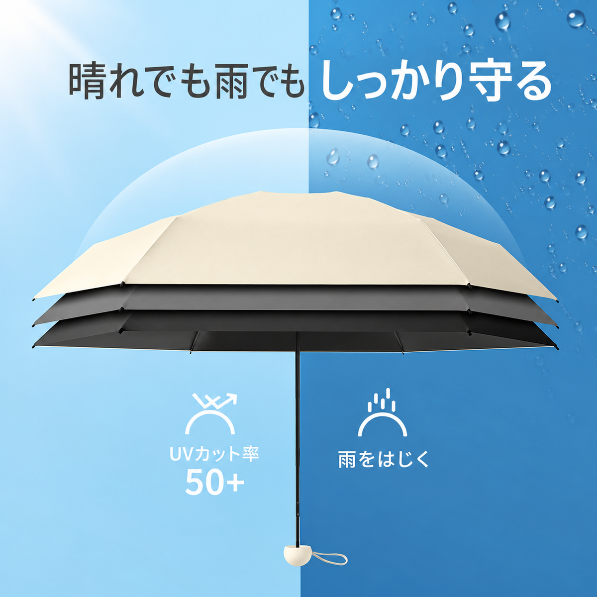 晴雨兼用 折りたたみ傘 5段式 超軽量